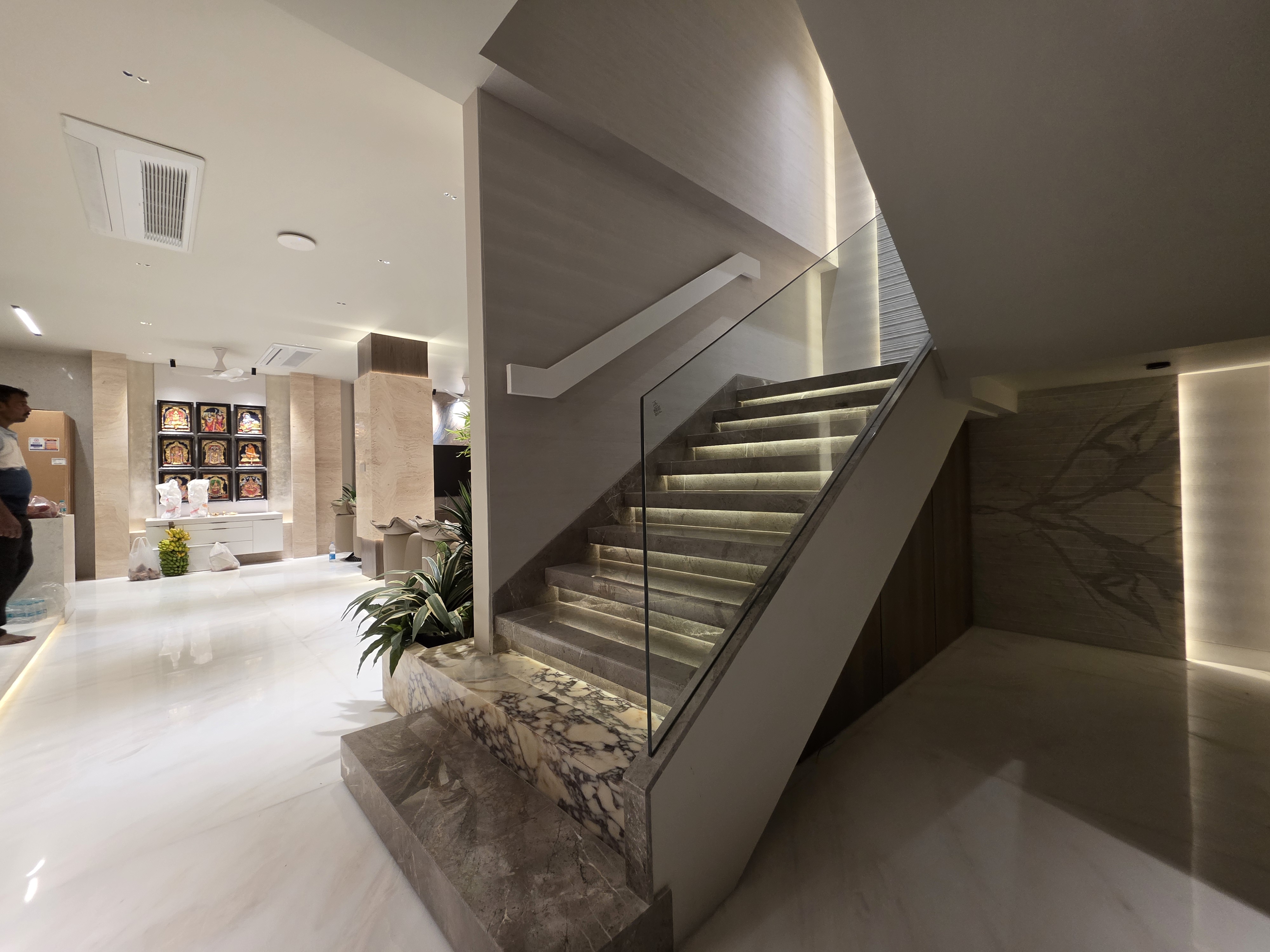 Custom Marble Staircase and Foyer Design by Aarav Enterprises